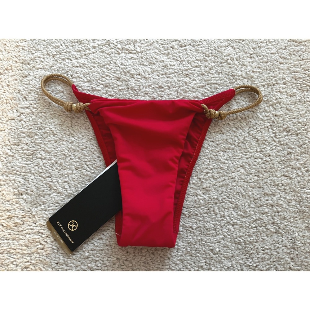 NWT Vix by Paula Hermanny Solid Red GL Bikini Bottom Size SMALL